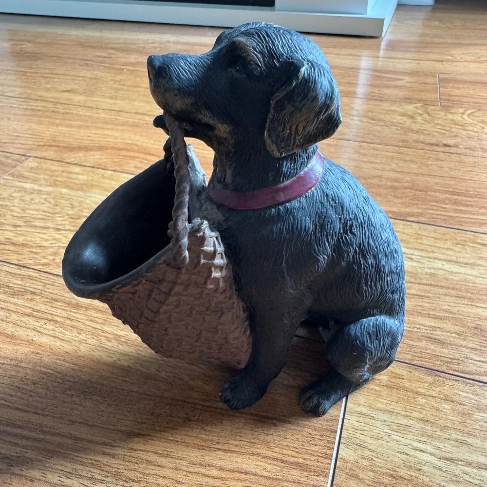 Expo Inc Home Goods Heavy Dog Bookend, Decor, Door Stop with Basket